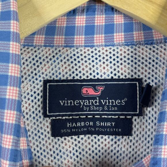 Vineyard Vines Shirt Mens Medium Blue Check Harbor Vented Lightweight Fishing - Picture 6 of 16